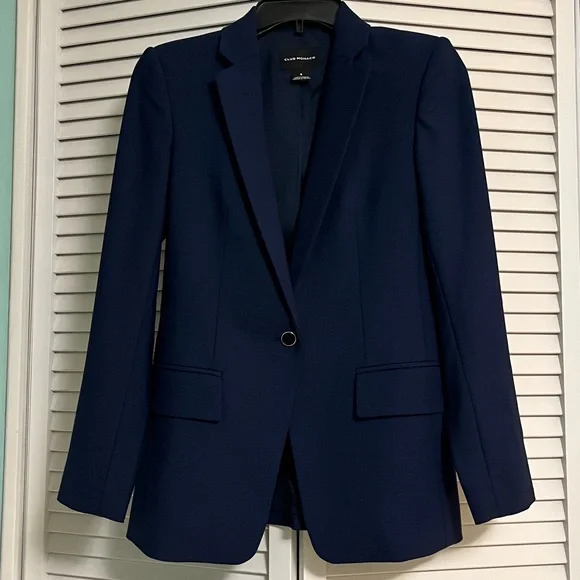 NWOT Club Monaco Midnight Blue Blazer, size 0, pockets, wool blend, stunning - Picture 3 of 11